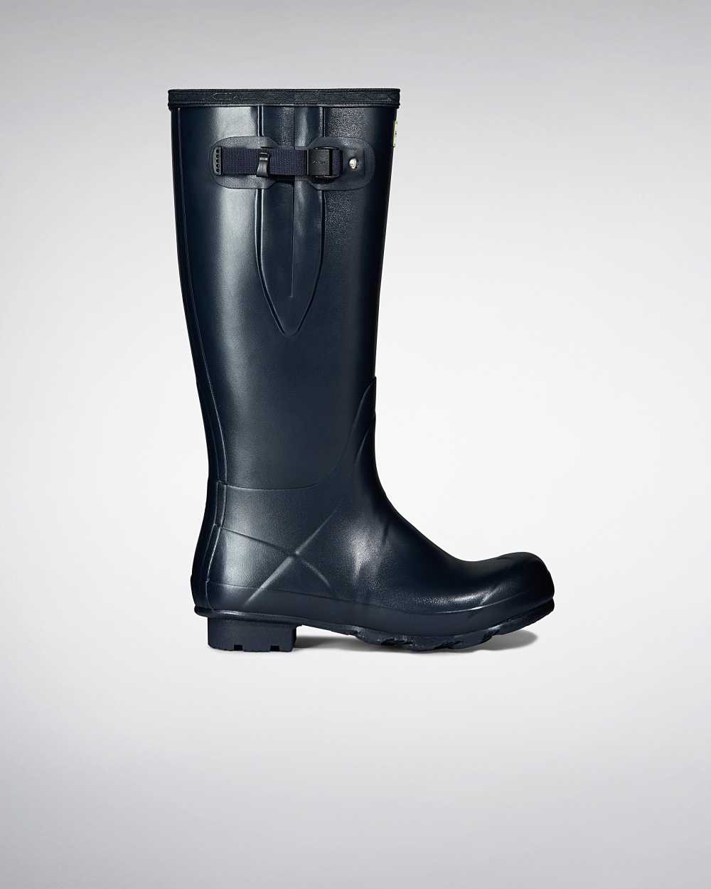 Mens Hunter Norris Field Side Adjustable Wellies Navy | QATNDL-642